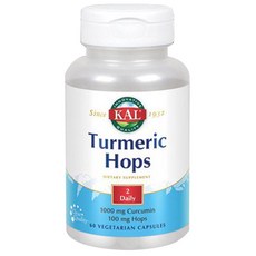 KAL 薑黃薑黃素 1000 毫克啤酒花 100 毫克素食膠囊, 1個, 60 件