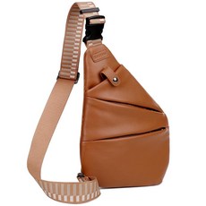 비건 가죽 소형 슬링 백 도난 방지 여행용 지갑 가방 크로스바디 체스트 숄더백 여행용 브라운. 145621
