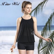 泳之美 素雅假兩件式設計二件式泳裝 (M-XL) 時尚顯瘦，舒適親膚，展現自信曲線, L