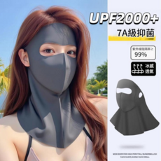 冰絲全臉防曬護頸面罩 夏季防紫外線 冰感透氣, 全方位防曬面罩 尊貴UF50 顏色隨機, 1個
