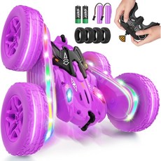 짐델라 스파이더 RC카 2.4GHz 360도 회전 LED 라이트, 보라 LED