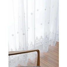 거실 흰색 줄무늬 얇명주 그물 커튼 모던 L