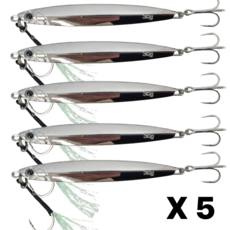 오프루어 메탈지그 크롬 틴셀 어시스트훅 삼치 대삼치 방어 부시리 농어 고등어 루어 바다, 1세트, 30g, 실버