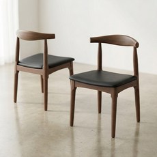 퍼니인어스 원목 카페 식탁의자, 카우체어_월넛+블랙PU, 2개