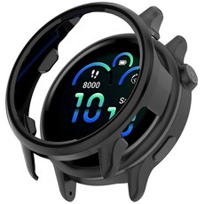 Garmin Vivoactive 6 全包覆鋼化膜一體螢幕保護套, 1個, 光面黑,Vivoactive 6, 光面黑