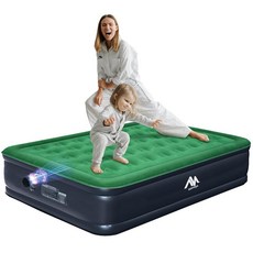 AYAMAYA 퀸 캠핑 에어 매트리스 충전식 및 탈착식 펌프 내장 25.4cm(10인치) 높이 공기 주입식 블로우 업 에어베드 텐트 야외 여행 가정 손님용 휴대용
