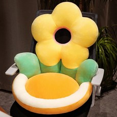 花朵設計護腰椅墊, 黃色, 1個