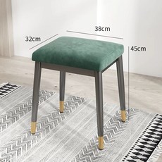 의자 북유럽 스타일 미니멀 디자인 침실 노르딕 스툴, 다크그린 벨벳 블랙 다리