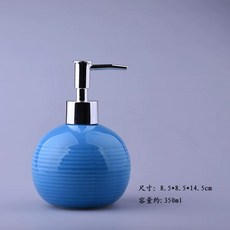 주방세제통 거품디스펜서 샤워 손세정제디스펜서 핸드워시공병 접시 세라믹 디펜서, 1개, L. 40 블루