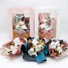 FlowerSP 暖心棉花乾燥花束 情人節花束/七夕情人節/情人節/乾燥花/生日禮物/畢業花束/台灣現貨/快速出貨, 紅色 (超商店到店僅能1束),花束+提袋(顏色隨機)