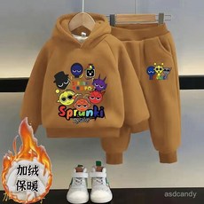 Zoonomaly節奏盒子長袖男童卡通圓領衛衣套裝，臺灣出貨，秋冬保暖舒適童裝