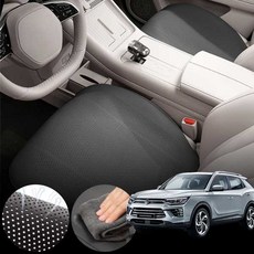 쌍용 코란도(C300)1.6d(19~24) 차량용 초슬림 통풍 시트 커버 블랙 2개 세트