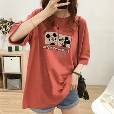 티류으스 임산부 여름 반팔 티셔츠 루즈핏 빅사이즈 순면 미디엄기장 데일리 오버핏 캐주얼 Lyw