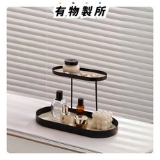 有物 北歐風 金屬皮革雙層收納架 桌面置物架 首飾/化妝品/香氛收納 化妝鏡 展示架 租屋, 1個, 奶油白｜超取限1超過請選宅配,高15.2cm×寬30cm×深13cm