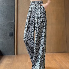 CuteQueen 귀여운여왕 호피 와이드 팬츠 여자 여름 얇은 바지