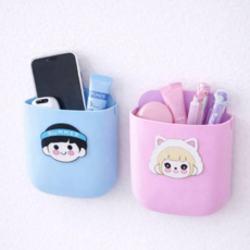 무타공 벽걸이 수납함 1+1 다용도 소품 정리함, 블루 보이+핑크 걸