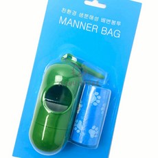 [오마누] 애견위생처리봉투 배변정리봉투 배변처리비닐 반려견배변처리, 케이스 1p + 리필 1p