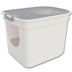 原廠正品頂入式貓砂盆 防撥砂防臭 魔方雙門防落砂 封閉式/半封閉式貓廁所, 1個, 天空藍 大號, 天空藍