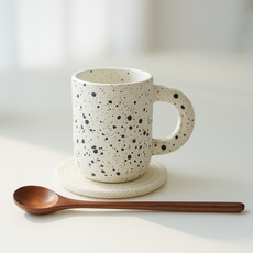 코시나 보니따 마블 머그컵 300ml 머그컵+컵받침+티스푼 세트, 1세트, 화이트