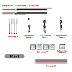 체리 오모다 C5 5 E5 2022-2024 2025 256색 RGB 심포니 자동차 실내 조명 아크릴 가이드 LED 라이트 액세서, 02 10 in 1 213 Colors