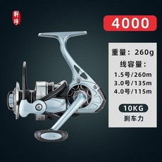輕玲 紡車輪 6000型 遠投路亞釣魚輪, 金屬杯4000型