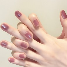 유행백서 짧은 손톱 붙이는 컬러 네일팁 라운드 숏타입 24pcs, 1개, ST112-모브퍼플