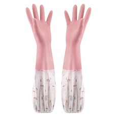 束口洗碗手套-防水防滑加厚清潔手套，舒適耐用型家務手套, 海棠粉(束口款), 1套