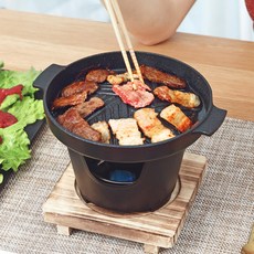 일본식 미니 가정용 화로 본체1개 고체연료 20개 세트 개인 1인 화로대 고기 양꼬치 불판 불멍, COU0524A(블랙, 1개