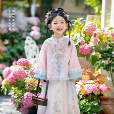 女童格格漢服 馬面套裝 春秋古風 新款 古裝明制 兒童中式唐裝 女童漢服 格格服 古裝 復古 演出服