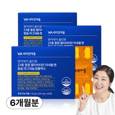 비타민마을 원어데이 올인원 23종 종합 멀티비타민 미네랄 앤 칼슘 마그네슘 컴플렉스, 3개, 60정