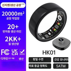 onyou 스마트 링 HRV 심박수 수면 압력 건강 모니터링 커플링으로 장만하세요, 1개, 블랙 F
