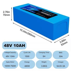 Aleavy 48V 10Ah12Ah 13S7P 충전식 리튬 배터리 팩(BMS 포함) 750W 전동 공구 적합, 01 빠른, 05 48V 10Ah