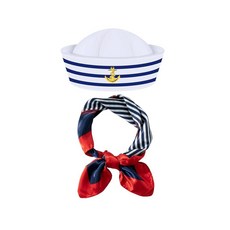 Tibllnay 캡틴 코스튬 모자 및 스카프 세트 2피스 해상 세일러 액세서리 드레스 업 파티용 | 성인 남성 여성용 크루즈 테마 의상