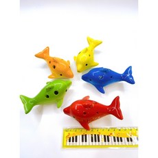 老羊樂器店 6孔中音陶瓷陶笛 可愛動物水果造型 附絨布袋, 1個, 海豚(請詳閱尺寸,顏色隨機出貨),絨布袋