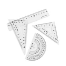 정그리마켓 초등 각도기 삼각자 4종 세트 초등수학교구 투명각도기 15센치자