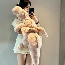 小飛龍玩偶恐龍毛絨玩具牀頭睡覺抱枕龍年柔軟公仔布娃娃生日禮物, 1個, 粉色小飛龍:60釐米