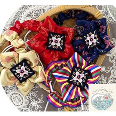 밀짚모자 상단 코코아허니 강아지 한복 머리띠 강아지추석 멍스타그램 선물, 곤색