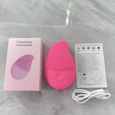 DFMEI 面部臉部電動硅膠潔面儀毛孔清潔器防水洗臉儀女士充電款神, 1個, 玫紅:柔軟硅膠刷頭 加長刷毛