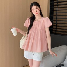 孕婦裝 夏裝 襯衫 夏季 短袖 寬鬆 休閒 娃娃上衣
