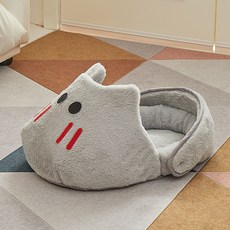 貓窩 拖鞋造型 寵物保暖床, 1個, 灰拖鞋,S 47*32*18適合1.5公斤內犬猫, 灰