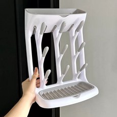 흰색 건조대 벽걸이 젖병 젖병건조대, A. 흰색 배수구 업그레이드