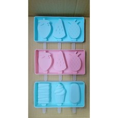 繽紛矽膠冰棒模具 3入組, 藍色+粉紅色, 1套