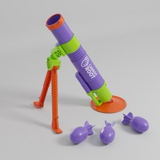 【新品上市】重力蘿蔔迫擊砲 發射 解壓 兒童玩具 網紅 玩具 創意 親子互動 桌上小物 蘿蔔槍 格洛克 聖誕禮物, 1個, 蘿蔔迫擊砲-橙色,3發砲彈