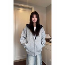 KIFFJOIT 실용적인 히든포켓 후드집업, 1개, 그레이