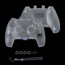 PS5 手把 手柄 搖桿 控制器 保護殼 收納盒 蜘蛛人主題保護套裝, 透明(手把裝保護套放不下), 1個