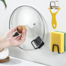 어반픽스 싱크대 수세미 거치대 걸이 무타공 스텐 4p, 무광코팅 - 블랙, 8개