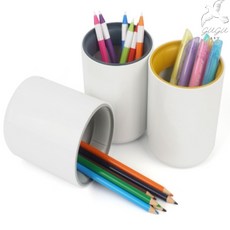책상 사무실 펜꽂이 원형 펜 정리 수납 문구 기본펜꽂이, 쿨그레이