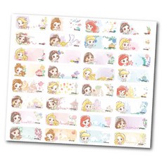 正版 可愛版水彩公主 防水姓名貼 耐刮 美人魚 長髮公主 白雪公主 姓名貼紙 彩色貼紙, 1個, 小尺寸 *可愛版水彩公主【沒有收納夾