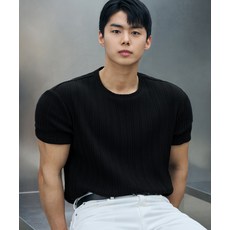 매장정품 드로우핏 DRAWFIT [DRAW FIT X MANJAE] 리브드 라운드 하프 티셔츠 [BLACK] DFTS5202BK 633096