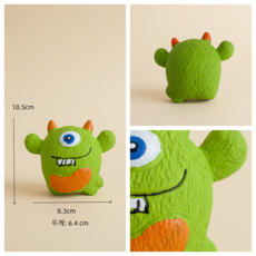 포아틀리에 강아지 라텍스 장난감 삑삑이 몬스터 씹기 소형견 놀이용, 그린, 1개